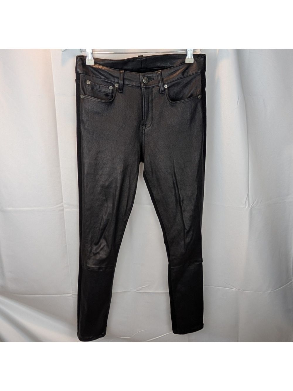 Helmut Lang Black Jeans With Leather Front Size 27 In EUC